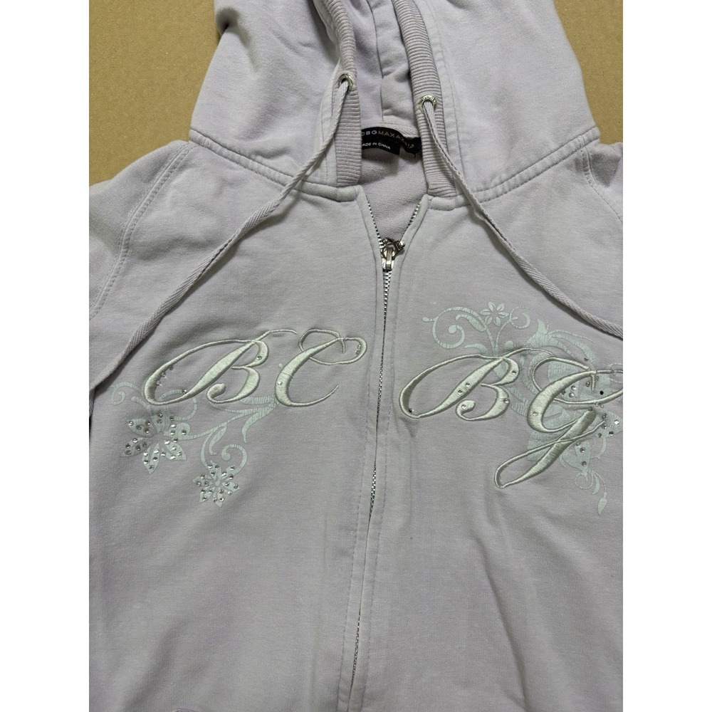 Y2K Vintage BCBG MaxAzria Lavender Embellished Hoodie Size Small Measured